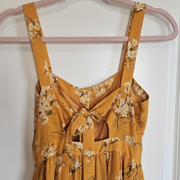 Madewell Yellow Silk Fleur Bow-Back Dress in Butterfly Garden Floral XS - Picture 8 of 13